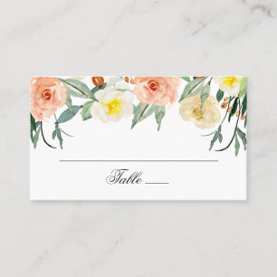 Watercolor garden flowers. Blush floral wedding Place Card