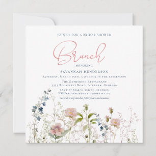 Watercolor Garden Flowers Bridal Shower Brunch Invitation