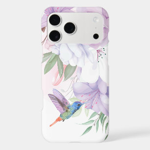 Watercolor Garden Flowers Hummingbird Bird