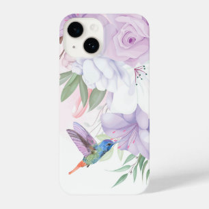 Watercolor Garden Flowers Hummingbird Bird iPhone 14 Case