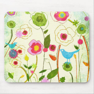 Watercolor Garden Flowers Mouse Pad
