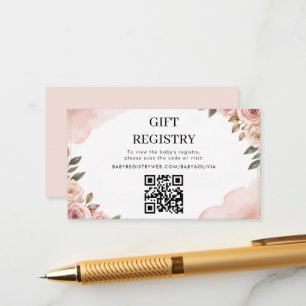 Watercolor Garden Flowers QR Code Registry  Enclosure Card