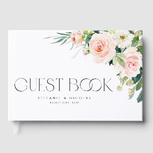 Watercolor Garden Flowers Spring Wedding Photo Guest Book