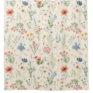 watercolor Garden Flowers Wildflower Spring Meadow Shower Curtain