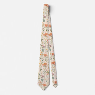 watercolor Garden Flowers Wildflower Spring Meadow Tie