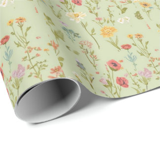 watercolor Garden Flowers Wildflower Spring Meadow Wrapping Paper