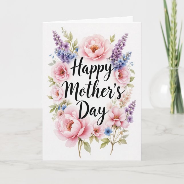 Watercolor Garden Mothers Day Artistic Floral  Holiday Card (Front)
