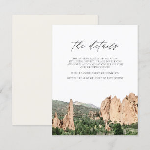 Watercolor Garden of the Gods Wedding Details Card