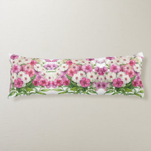 Watercolor Garden Phlox Flowers Body Cushion