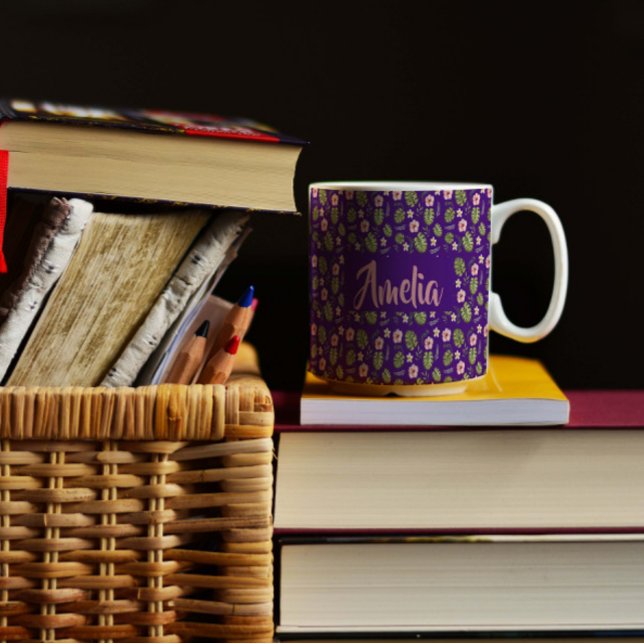Watercolor garden pink purple pattern coffee mug (Creator Uploaded)