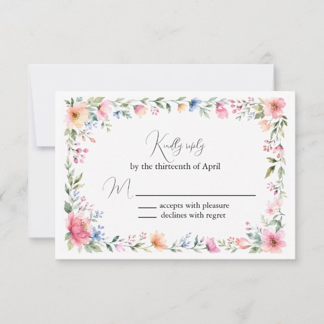 Watercolor Garden Reply Card (Front)