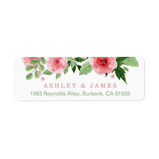Watercolor Garden Rose Nature Flowers Return Address Label