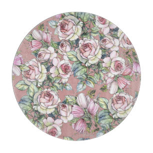 Watercolor Garden: Rose Tulip Elegance. Cutting Board