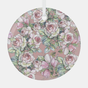 Watercolor Garden: Rose Tulip Elegance. Glass Tree Decoration