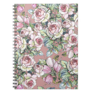 Watercolor Garden: Rose Tulip Elegance. Notebook