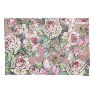 Watercolor Garden: Rose Tulip Elegance. Pillowcase