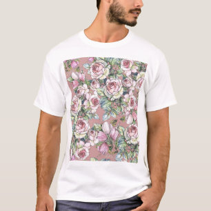 Watercolor Garden: Rose Tulip Elegance. T-Shirt
