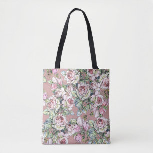 Watercolor Garden: Rose Tulip Elegance. Tote Bag