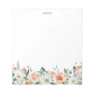 Watercolor Garden Roses Garland Personalized Notepad