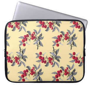 Watercolor garden rowan plant seamless pattern on laptop sleeve