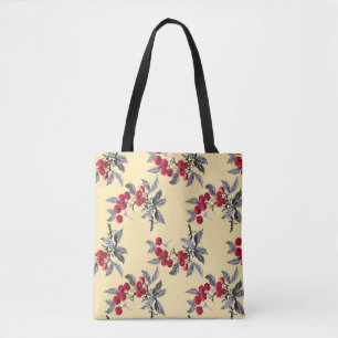 Watercolor garden rowan plant seamless pattern on  tote bag