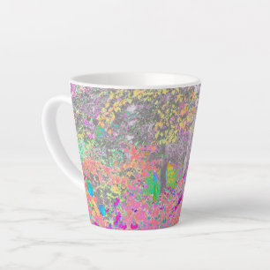 Watercolor Garden Sunrise with Purple Flowers Latte Mug