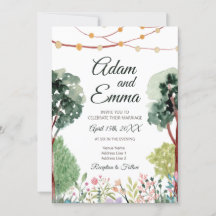 Watercolor Garden w/ Stringed Lights Wedding
