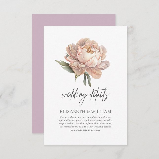 Watercolor Garden Wedding details Enclosure Card (Front/Back)