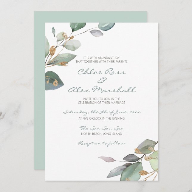 Watercolor Garden Wedding Invitation (Front/Back)