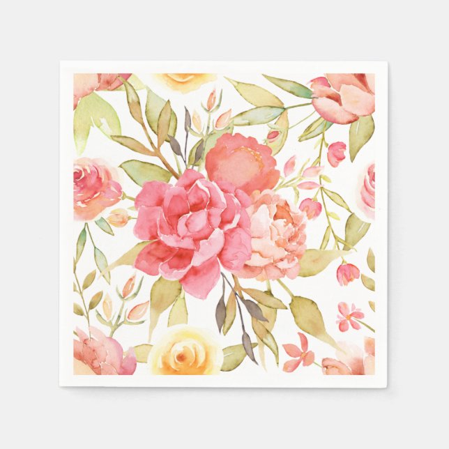 Watercolor Garden Wedding Napkin (Front)