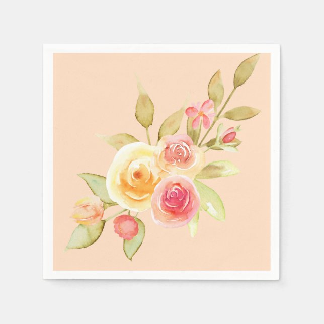 Watercolor Garden Wedding Napkin (Front)