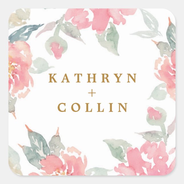 WATERCOLOR GARDEN WEDDING sticker seals (Front)