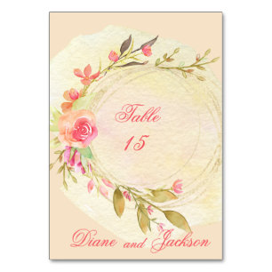 Watercolor Garden Wedding Table Number
