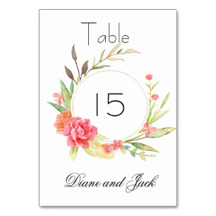 Watercolor Garden Wedding Table Number
