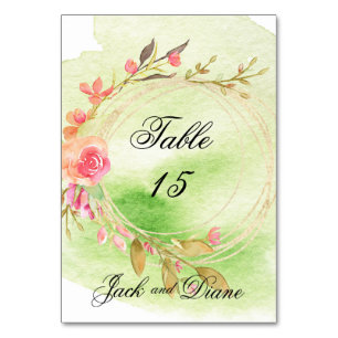 Watercolor Garden Wedding Table Number