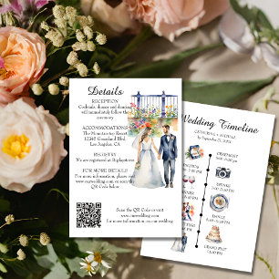 Watercolor Garden Wedding With Program & QR Code
