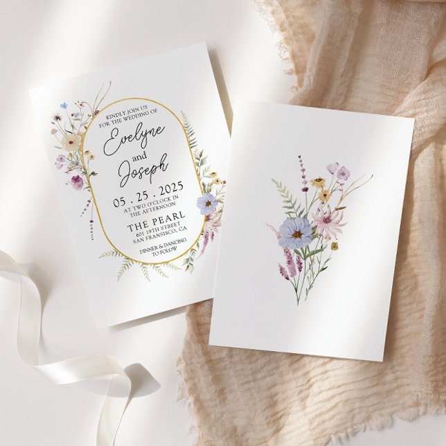 Watercolor Garden Wildflowers Boho Modern Wedding Invitation (Creator Uploaded)