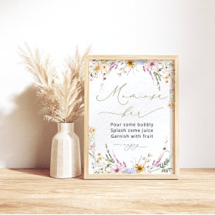 Watercolor Garden Wildflowers Mum-osa Bar Poster
