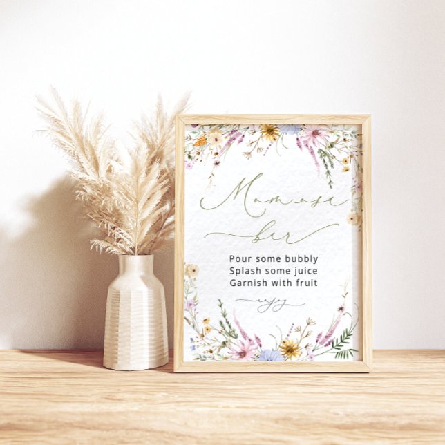 Watercolor Garden Wildflowers Mum-osa Bar Poster (Creator Uploaded)