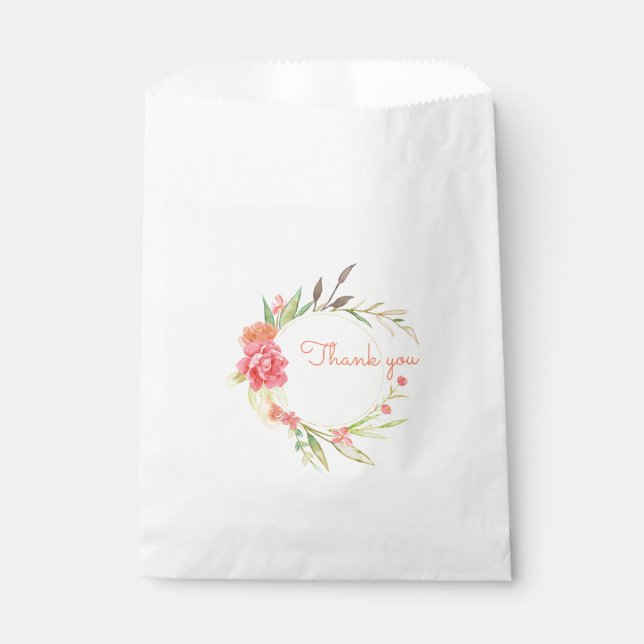 Watercolor Garden Wreath Favour Bag (Front)