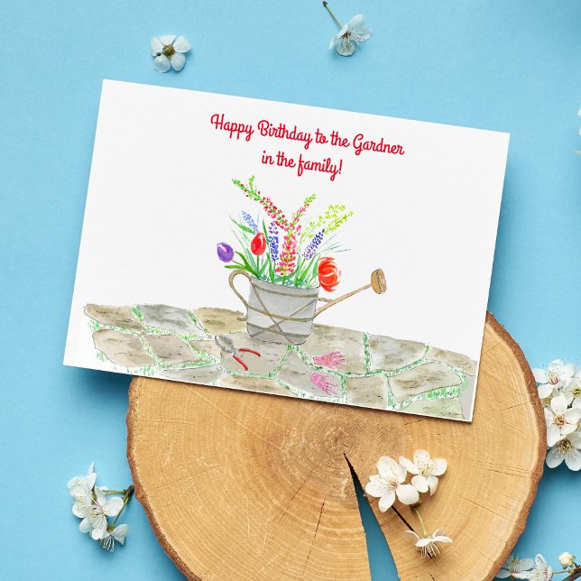 Watercolor Gardener Birthday Card (Delight the green thumb in your life with this botanical birthday masterpiece!)