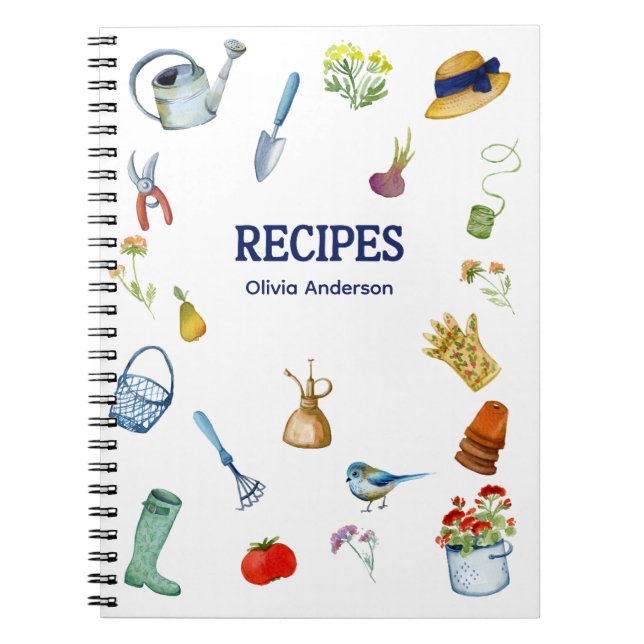 Watercolor Gardening Recipe Notebook (Front)