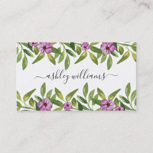 Watercolor garland handwritten calligraphy floral business card