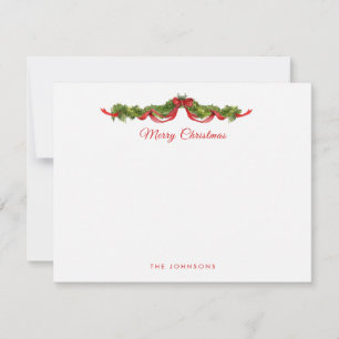 Watercolor garland Merry Christmas  Thank You Card