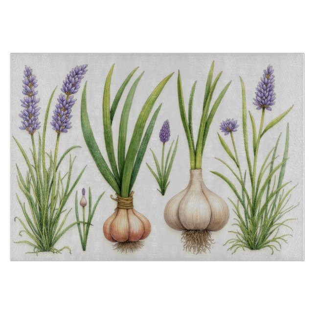 Watercolor Garlic Cutting Board (Front)