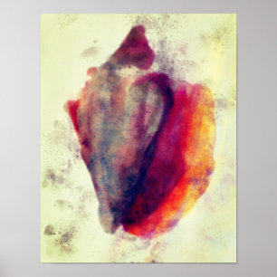 Watercolor Gastropod Burgundy Gold Snail Shell Poster