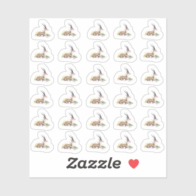 Watercolor Gazelle With White Flower Mini Stickers (Sheet)