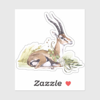 Watercolor Gazelle With White Flower Sticker