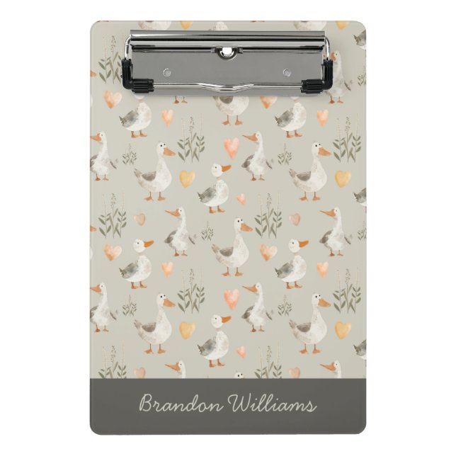 Watercolor Geese - Customisable Mini Clipboard (Front)