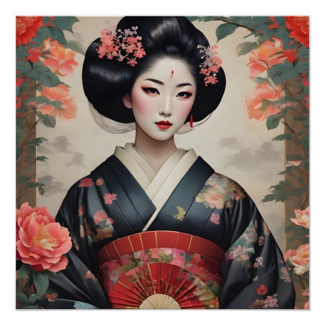 Watercolor Geisha no 6 Poster (Front)